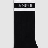 Anine Bing Sully Sporty Socks in Black And White Stripe