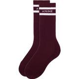 Anine Bing Sully Sporty Socks in Burgundy And White Stripe