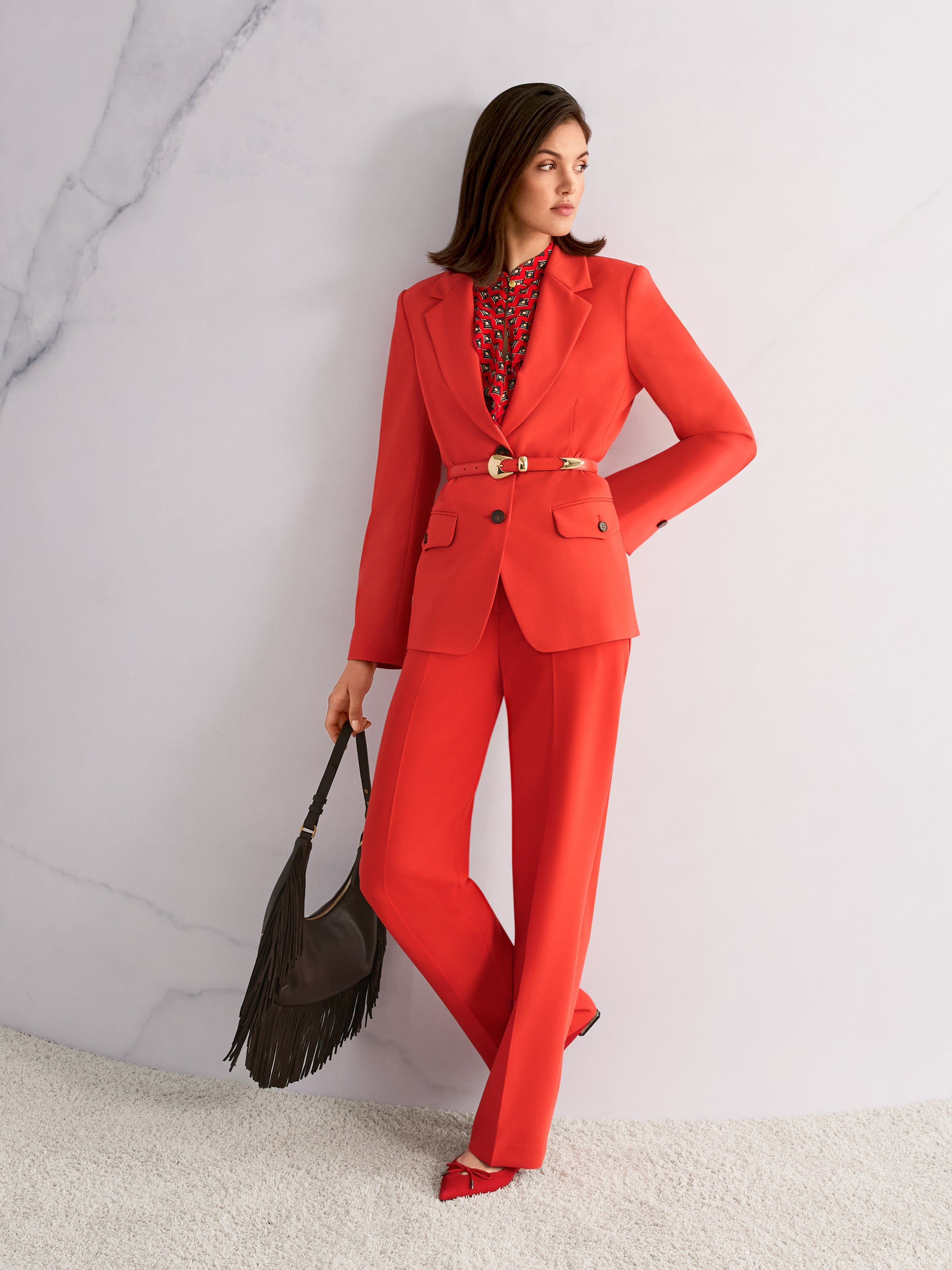 Marc Cain 5102 Blouse in Aurora Red - side view