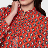 Marc Cain 5102 Blouse in Aurora Red - outfit inspiration