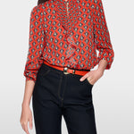 Marc Cain 5102 Blouse in Aurora Red - close up