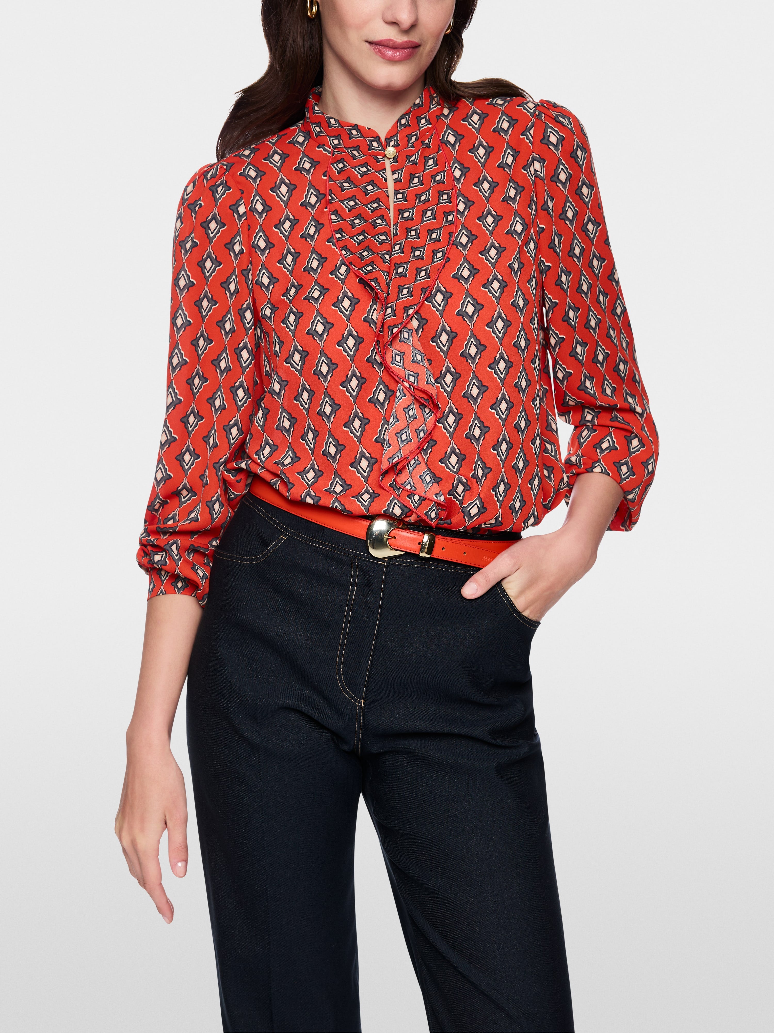 Marc Cain 5102 Blouse in Aurora Red - close up