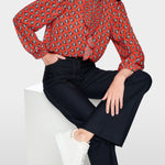 Marc Cain 5102 Blouse in Aurora Red - close up