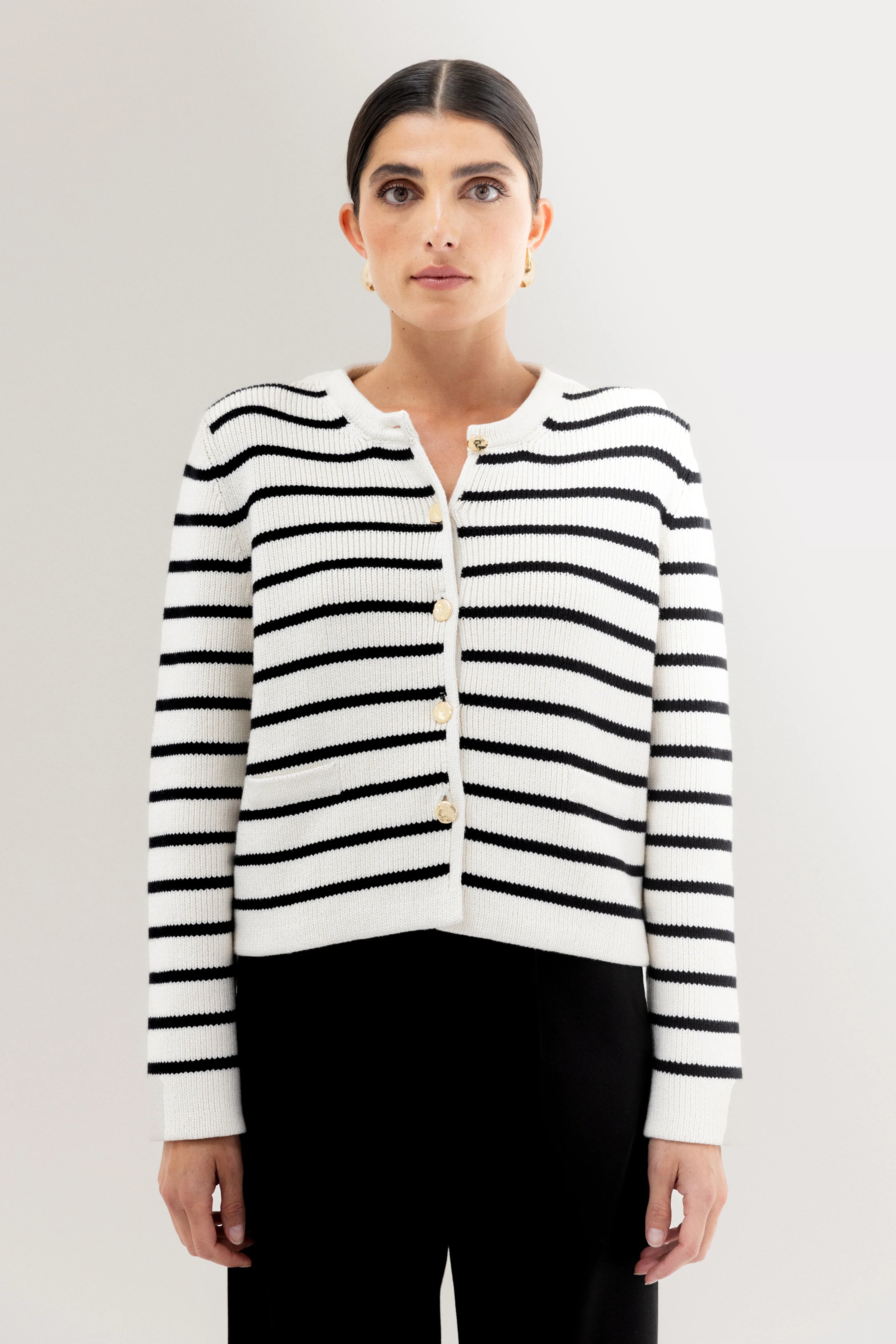 Gray and sales white striped cardigan