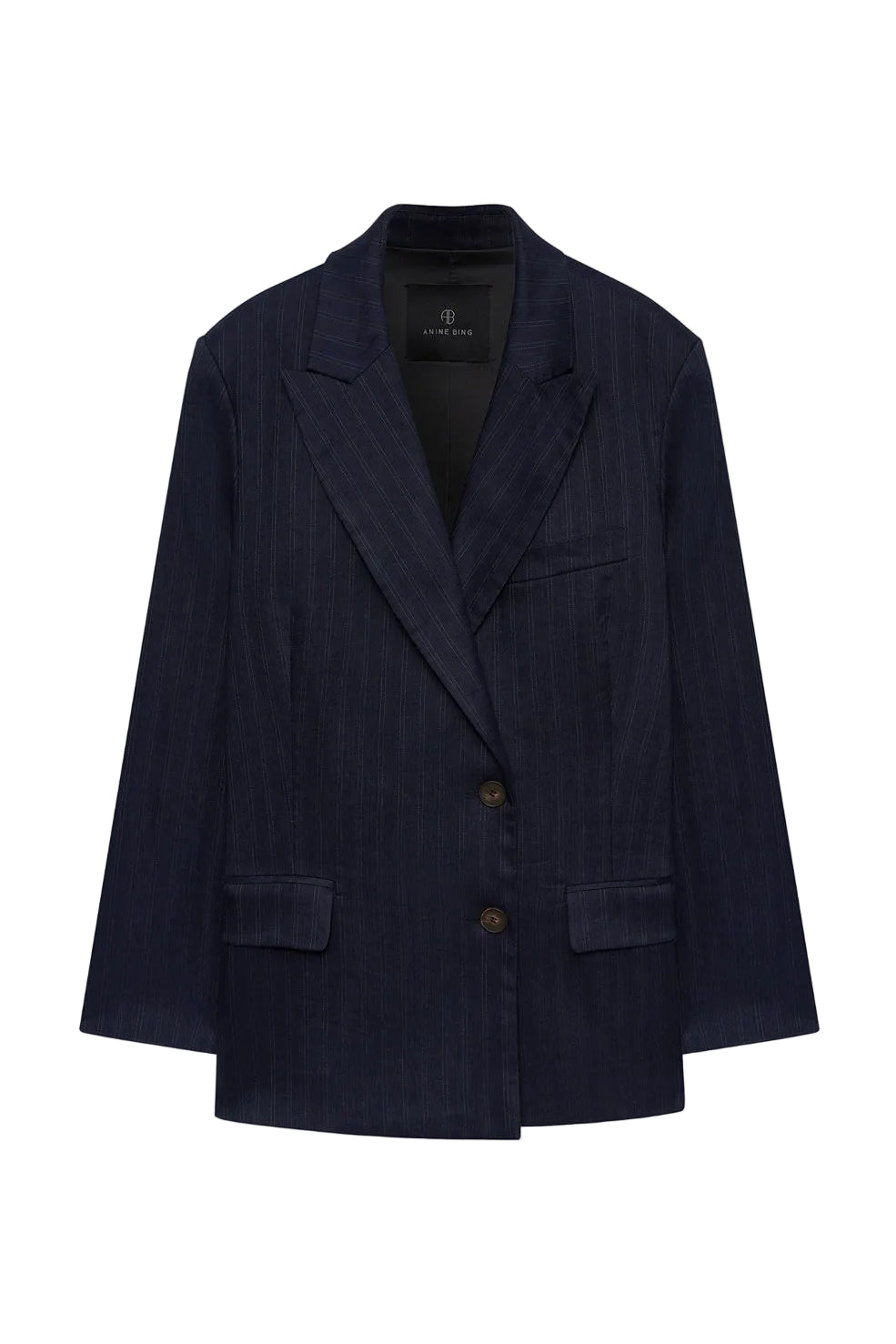 Anine Bing Aretha Blazer in Navy Pinstripe