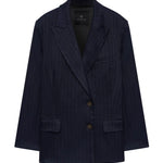 Anine Bing Aretha Blazer in Navy Pinstripe