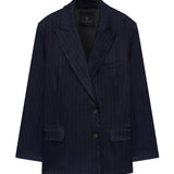 Anine Bing Aretha Blazer in Navy Pinstripe