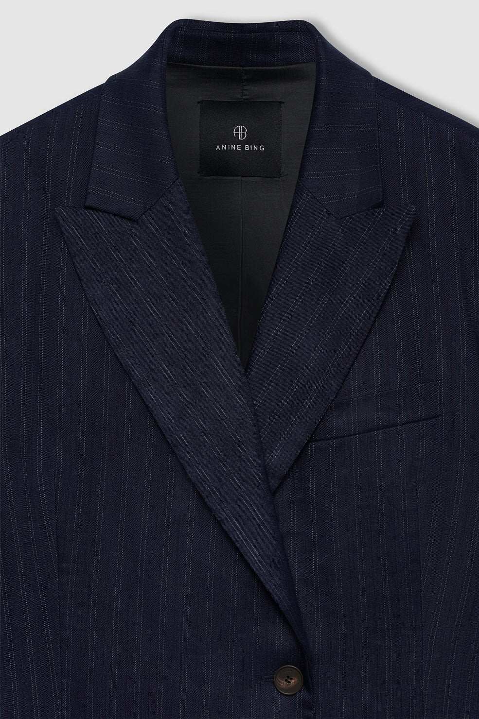 Anine Bing Aretha Blazer in Navy Pinstripe - outfit inspiration