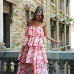 Aston Studio Stella Gown in Marigold Floral - detail view