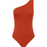 Matteau Asymmetric Maillot in Tomato Crinkle
