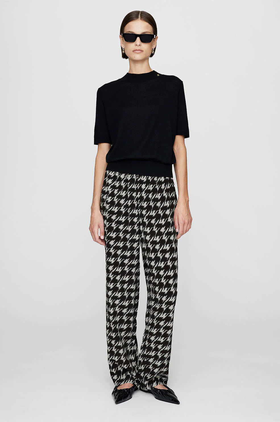 Anine Bing Aiden Pant - Houndstooth Print | Denim Iniquity