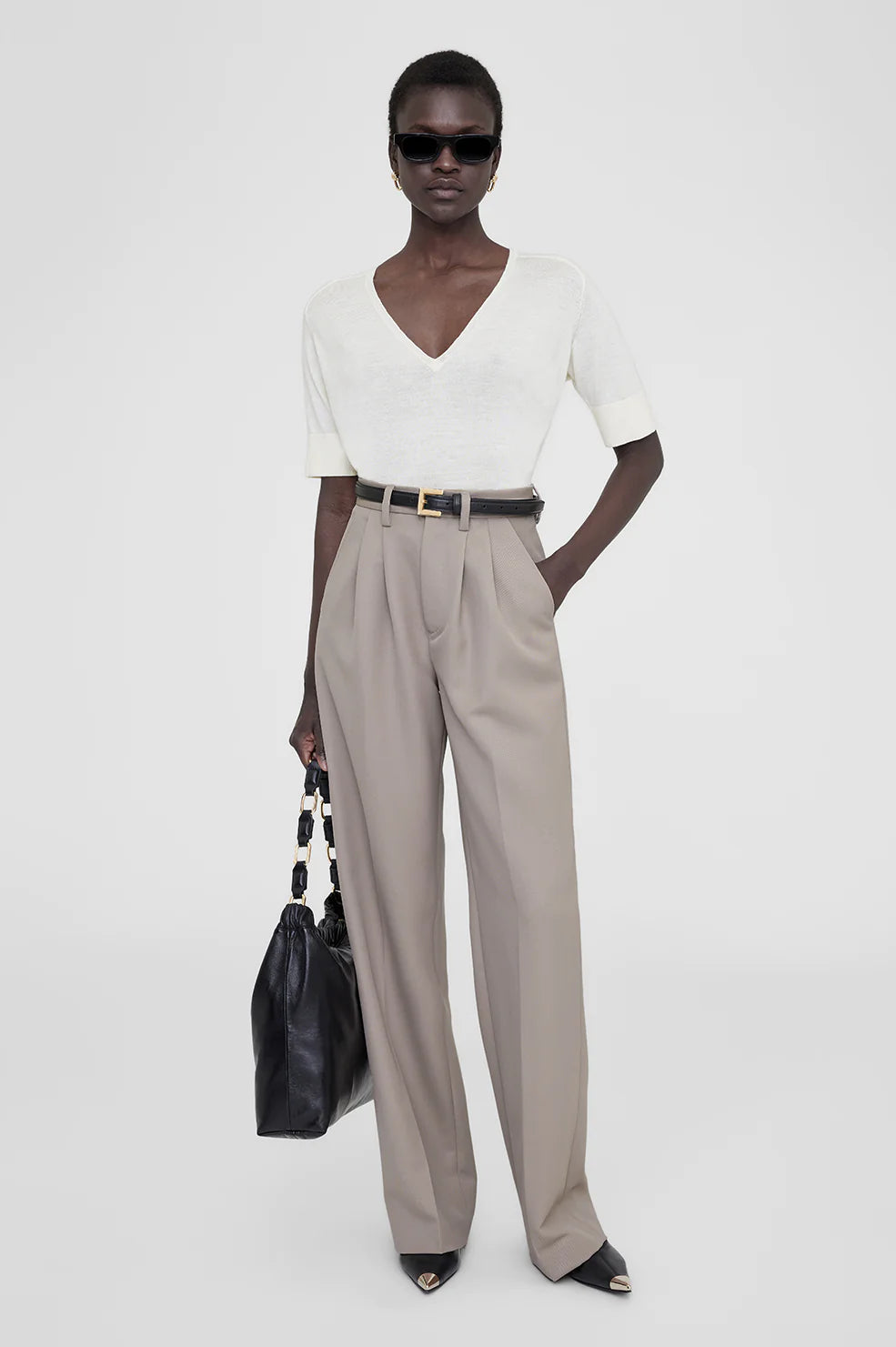 Anine Bing Carrie Pant in Taupe