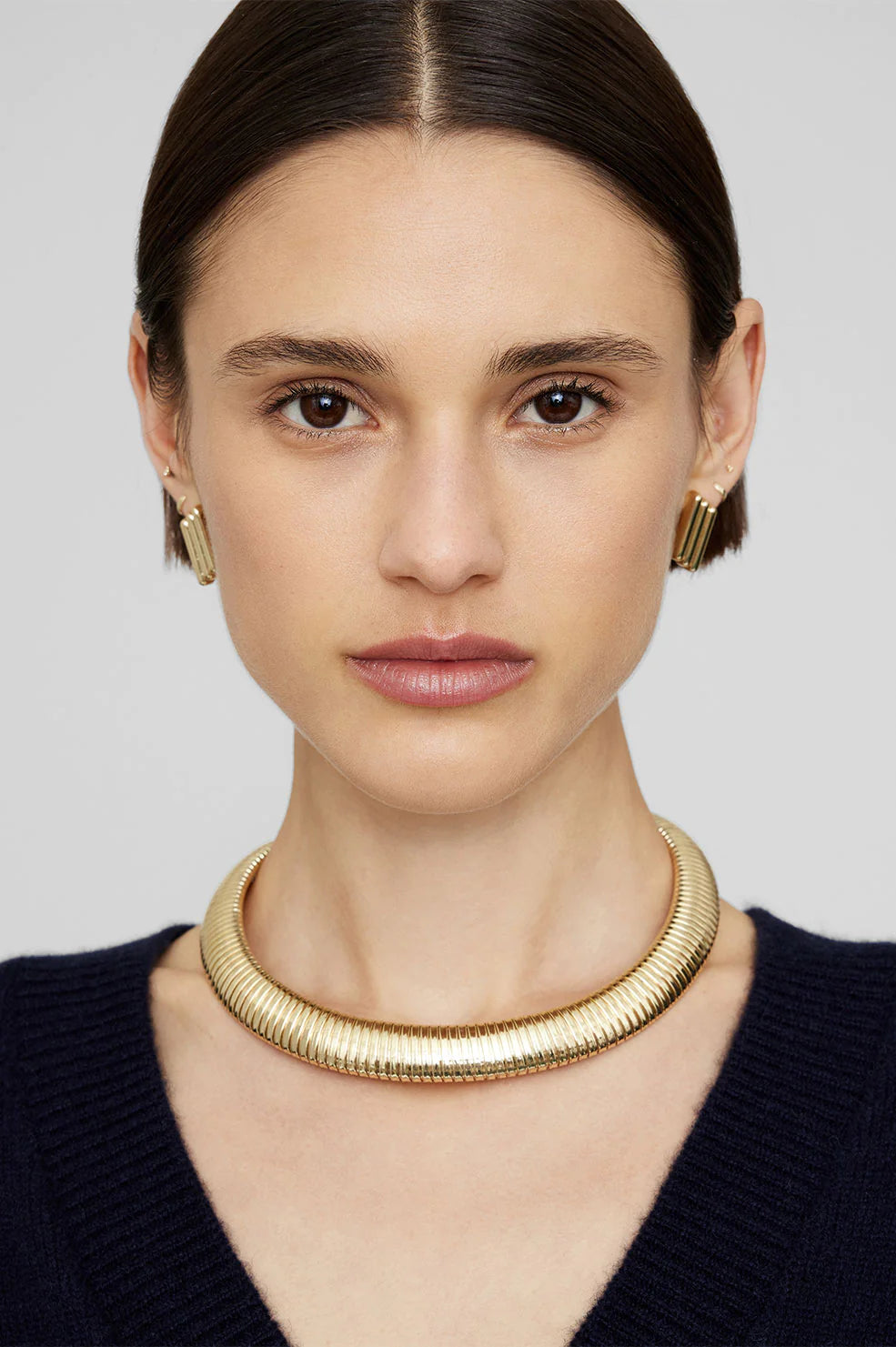 Anine Bing Diagonal Coil Earrings - Gold