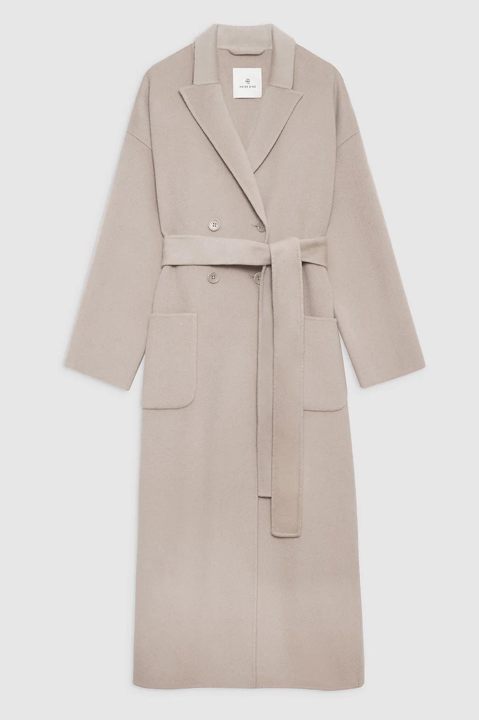 Anine Bing Dylan Maxi Coat - Taupe Cashmere Blend
