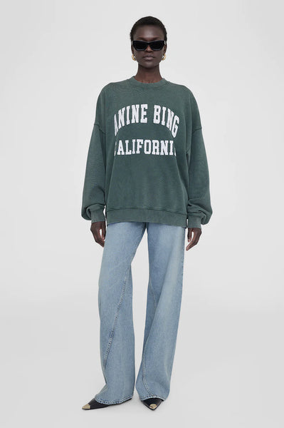 Anine Bing Miles Sweatshirt AB Washed Dark Sage Denim Iniquity