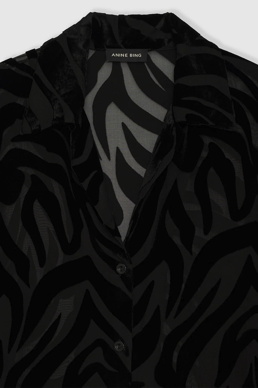 Anine Bing Mylah Shirt - Black Zebra Burnout