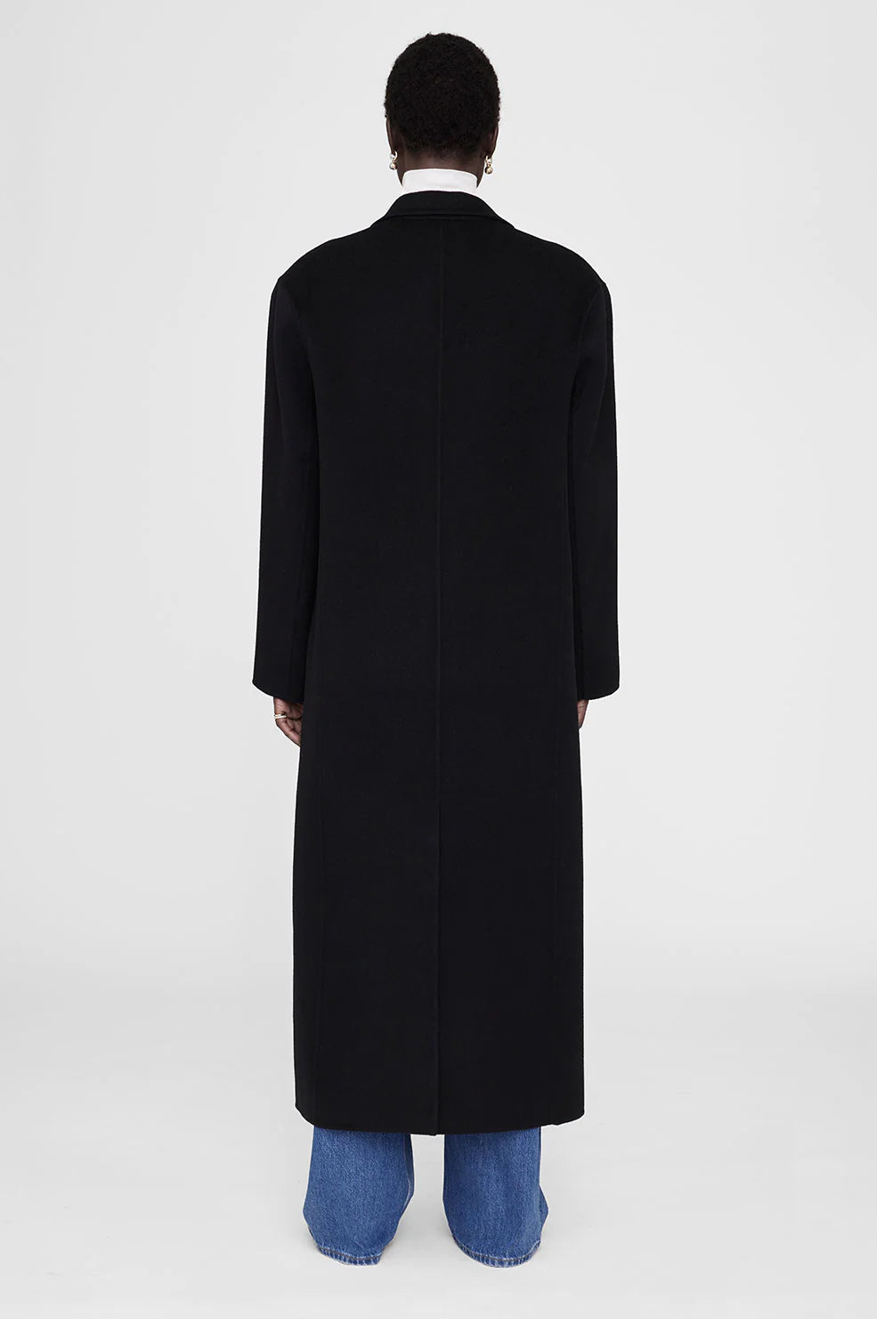 Anine Bing Quinn Coat in Black Cashmere Blend