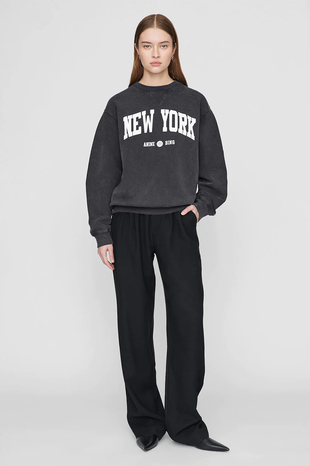 Anine Bing Ramona Sweatshirt University New York - Washed Black