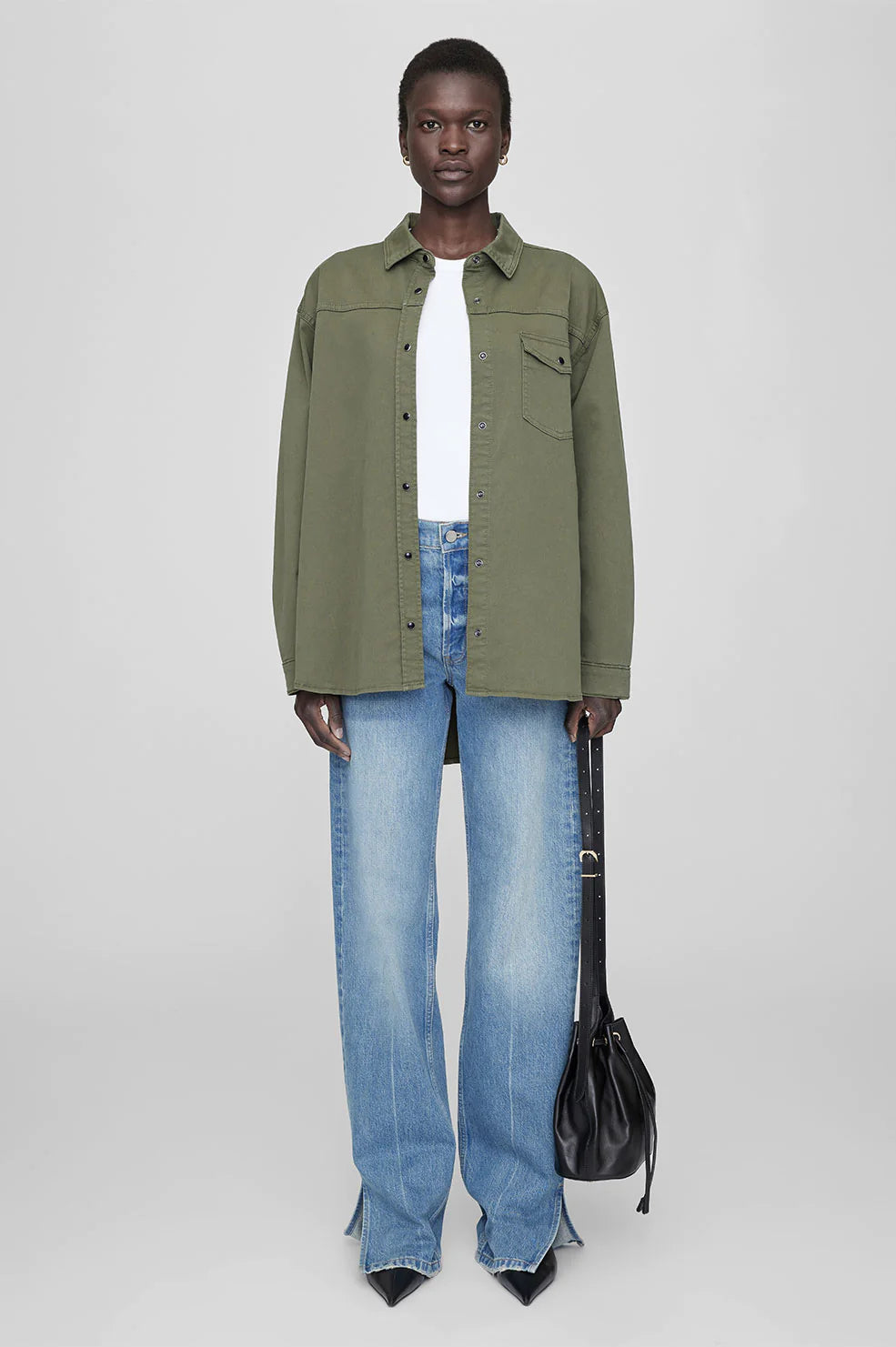 Anine Bing Sloan Shirt Army Green Denim Iniquity