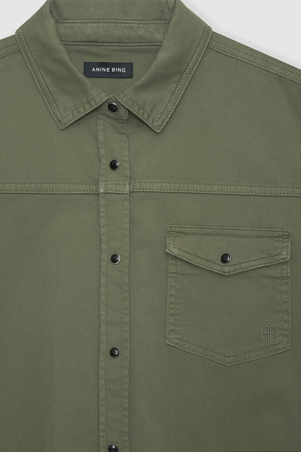 Anine Bing Sloan Shirt Army Green Denim Iniquity