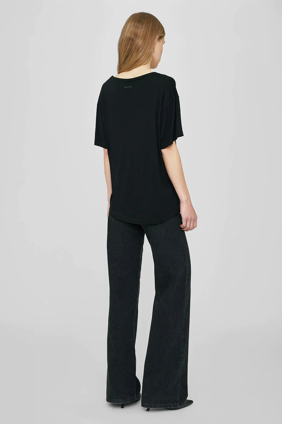 Anine Bing Vale Tee Black Cashmere Blend Denim Iniquity