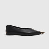Anine Bing Nina Flats with Metal Toe Cap in Black