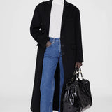 Anine Bing Quinn Coat in Black Cashmere Blend