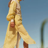 Antipodean Surge Belted Shirt Dress in Zest