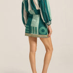 Ilio Nema Elder Dress in Green Sarong Voile - close up