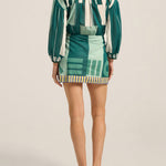 Ilio Nema Elder Dress in Green Sarong Voile - close up