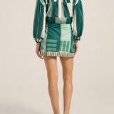 Ilio Nema Elder Dress in Green Sarong Voile - close up