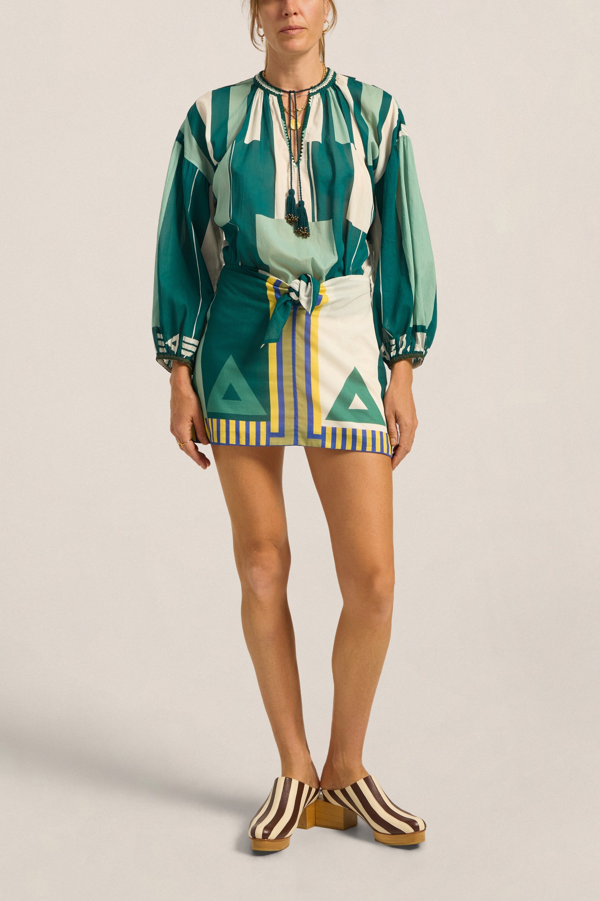 Ilio Nema Elder Dress in Green Sarong Voile - styled look