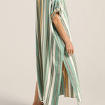 Ilio Nema Melanie Caftan in Green Fez Stripe - outfit inspiration