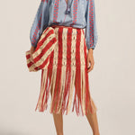 Ilio Nema Syracuse Skirt in Red and Cream Macrame - side view