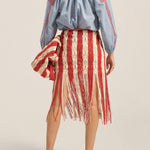 Ilio Nema Syracuse Skirt in Red and Cream Macrame - outfit inspiration