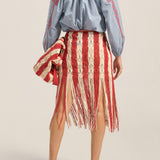 Ilio Nema Syracuse Skirt in Red and Cream Macrame - outfit inspiration