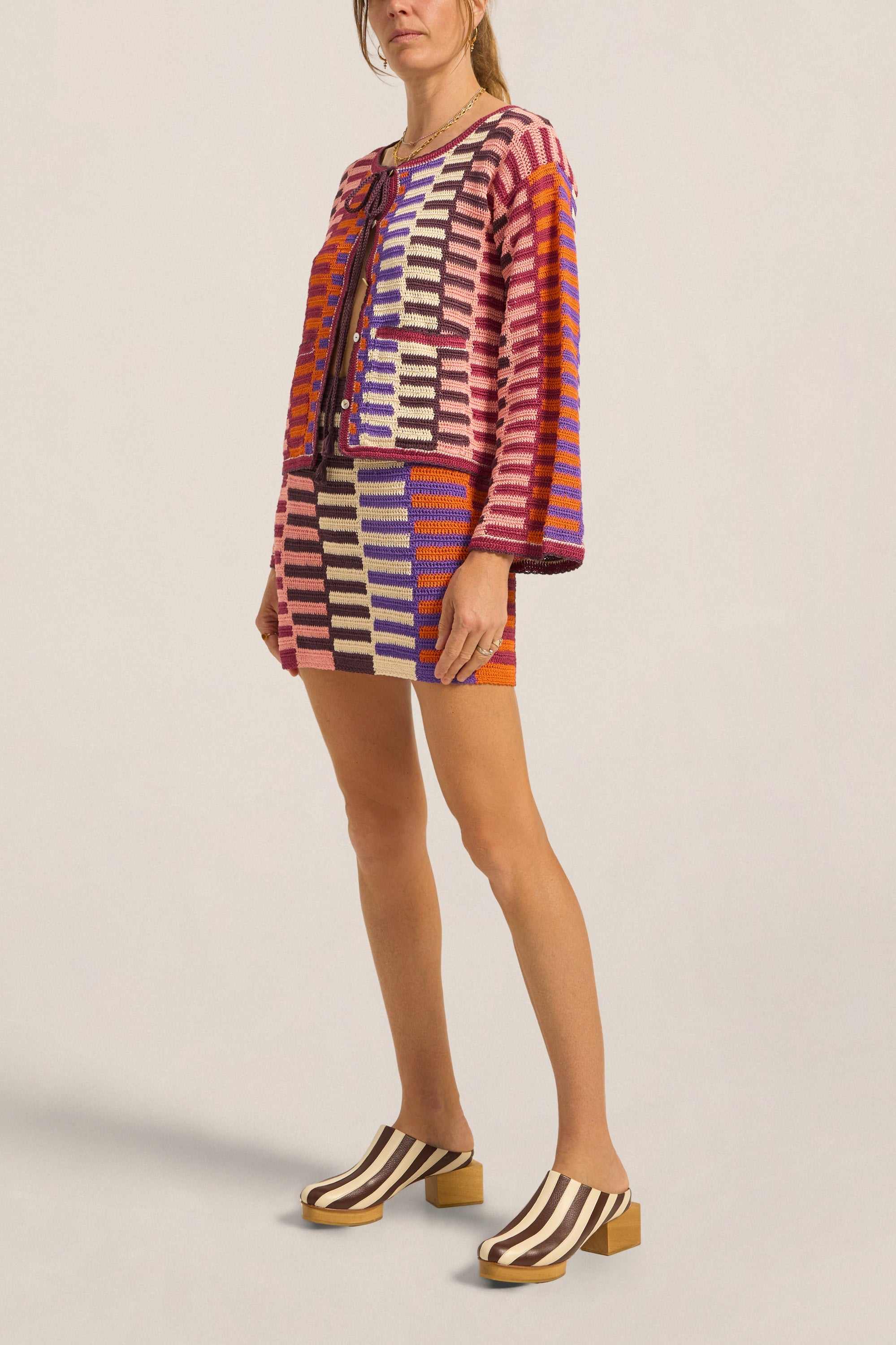 Ilio Nema Carthage Cardigan in Multi Crochet - styled look