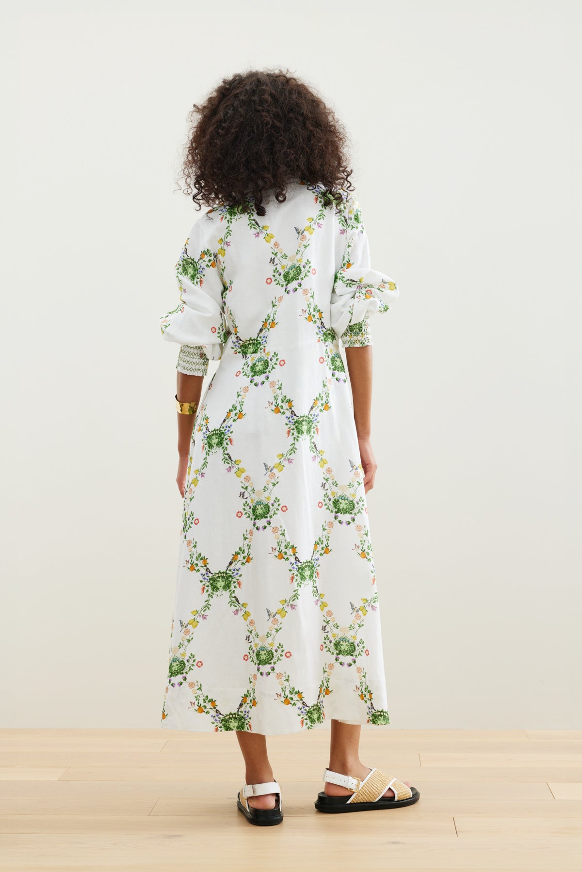 Binny The Market Gardners Midi Dress in White Floral