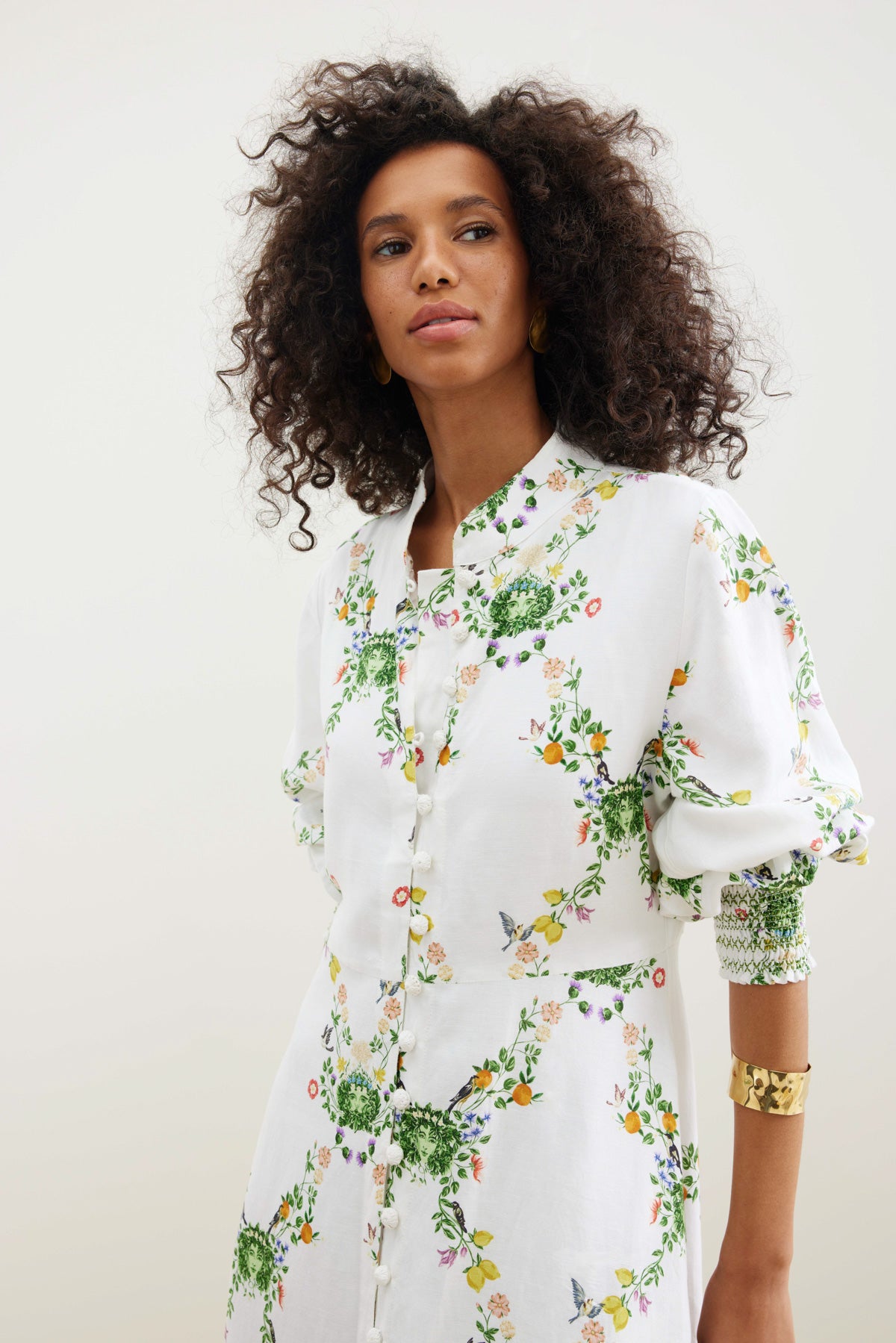 Binny The Market Gardners Midi Dress in White Floral