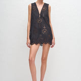 Matteau Broderie Tie Mini Dress in Black