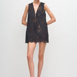 Matteau Broderie Tie Mini Dress in Black