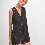 Matteau Broderie Tie Mini Dress in Black