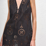 Matteau Broderie Tie Mini Dress in Black