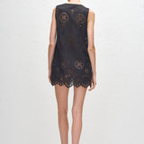 Matteau Broderie Tie Mini Dress in Black