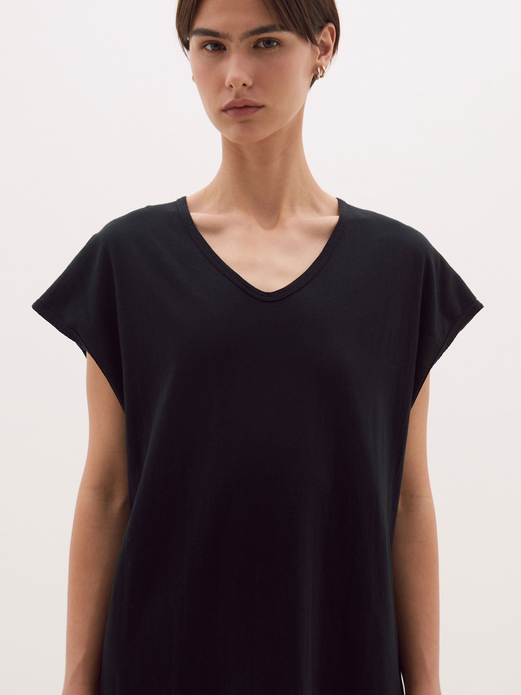 Bassike High V Boxy T.Shirt Dress - Black