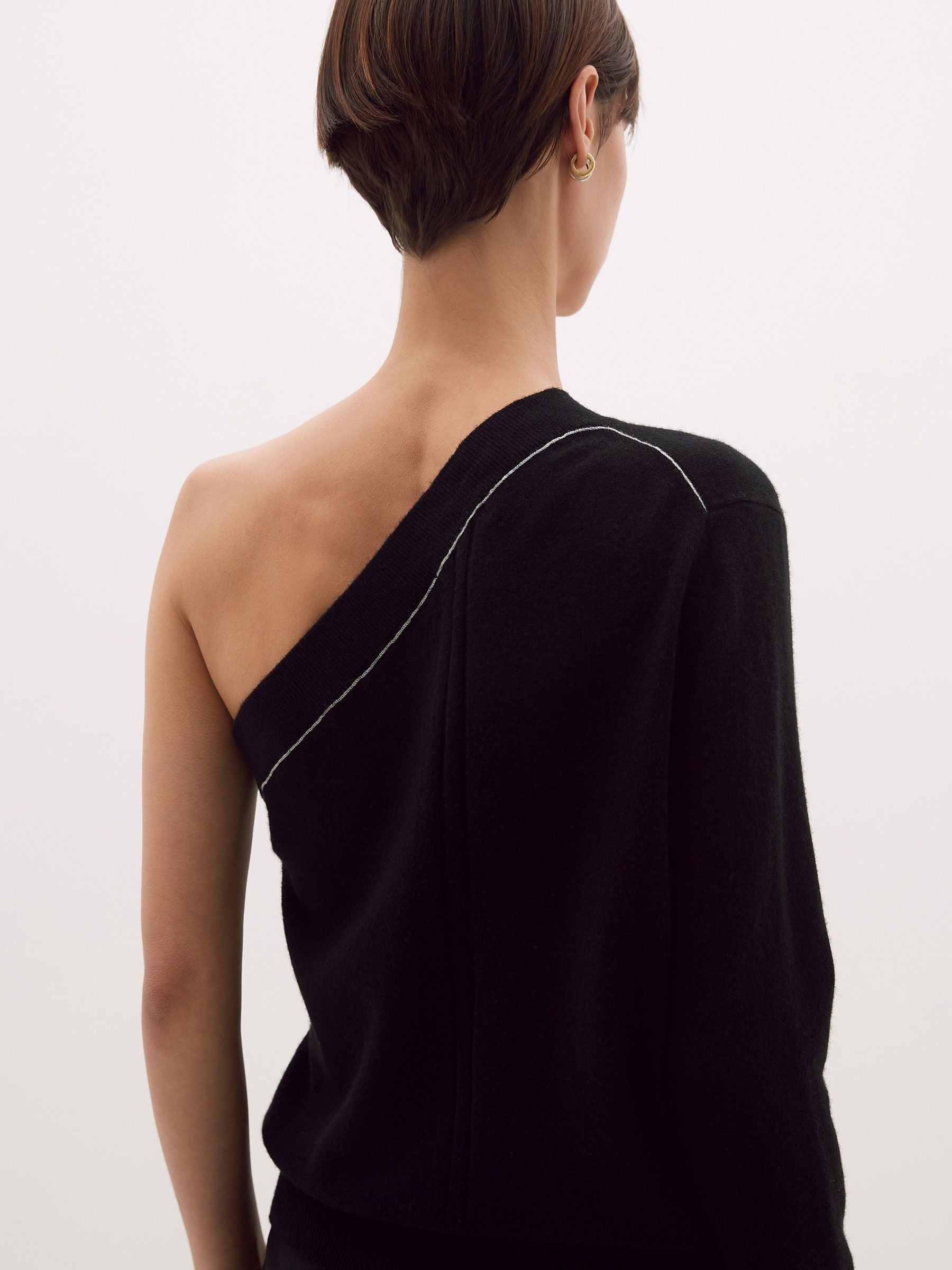 Bassike One Shoulder Knit - Black