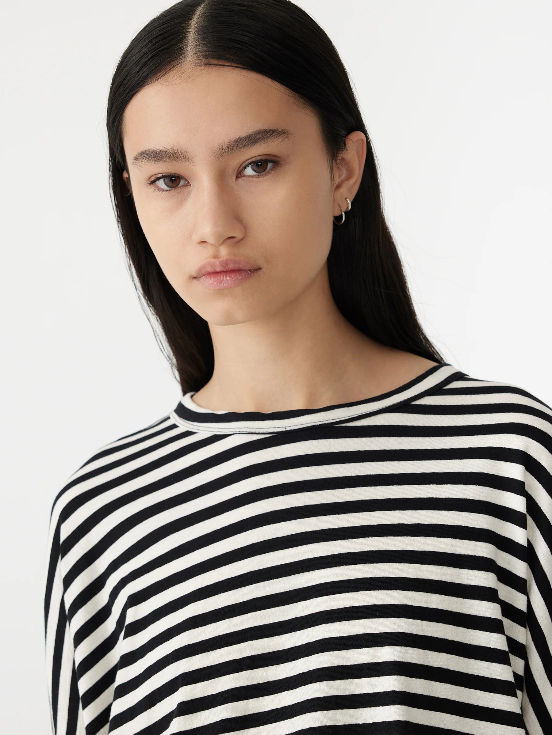 Stripe Circle Long Sleeve Tee | Undyed Black