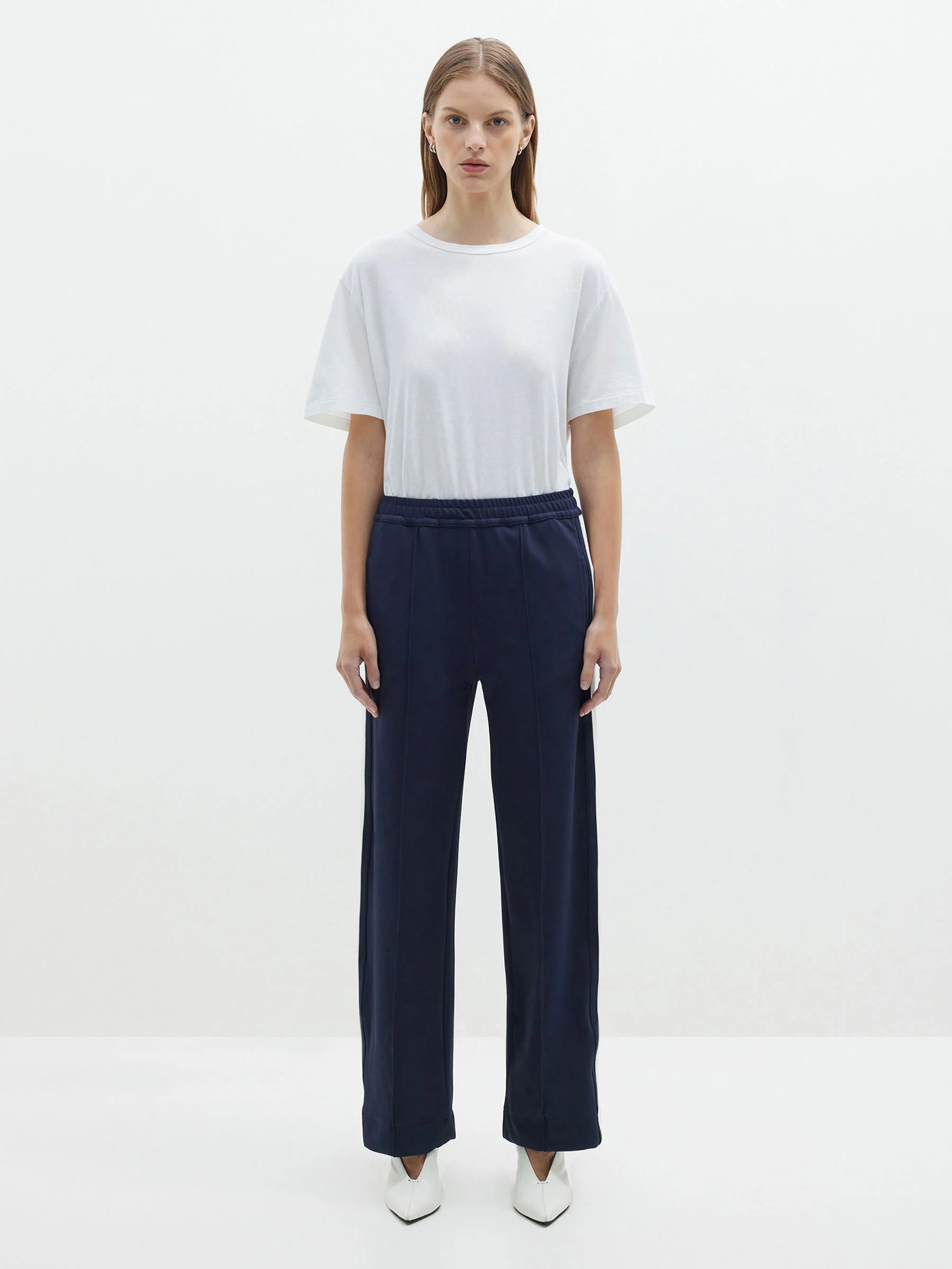 Twill Stripe Detail Pant in Ink