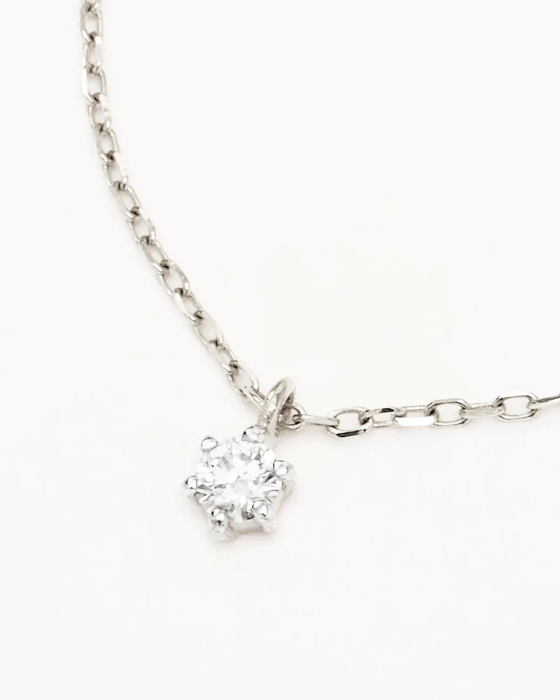 By Charlotte 14k Solid White Gold Sweet Droplet Diamond Necklace
