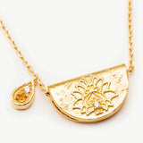Lotus Birthstone Necklace - November Citrine